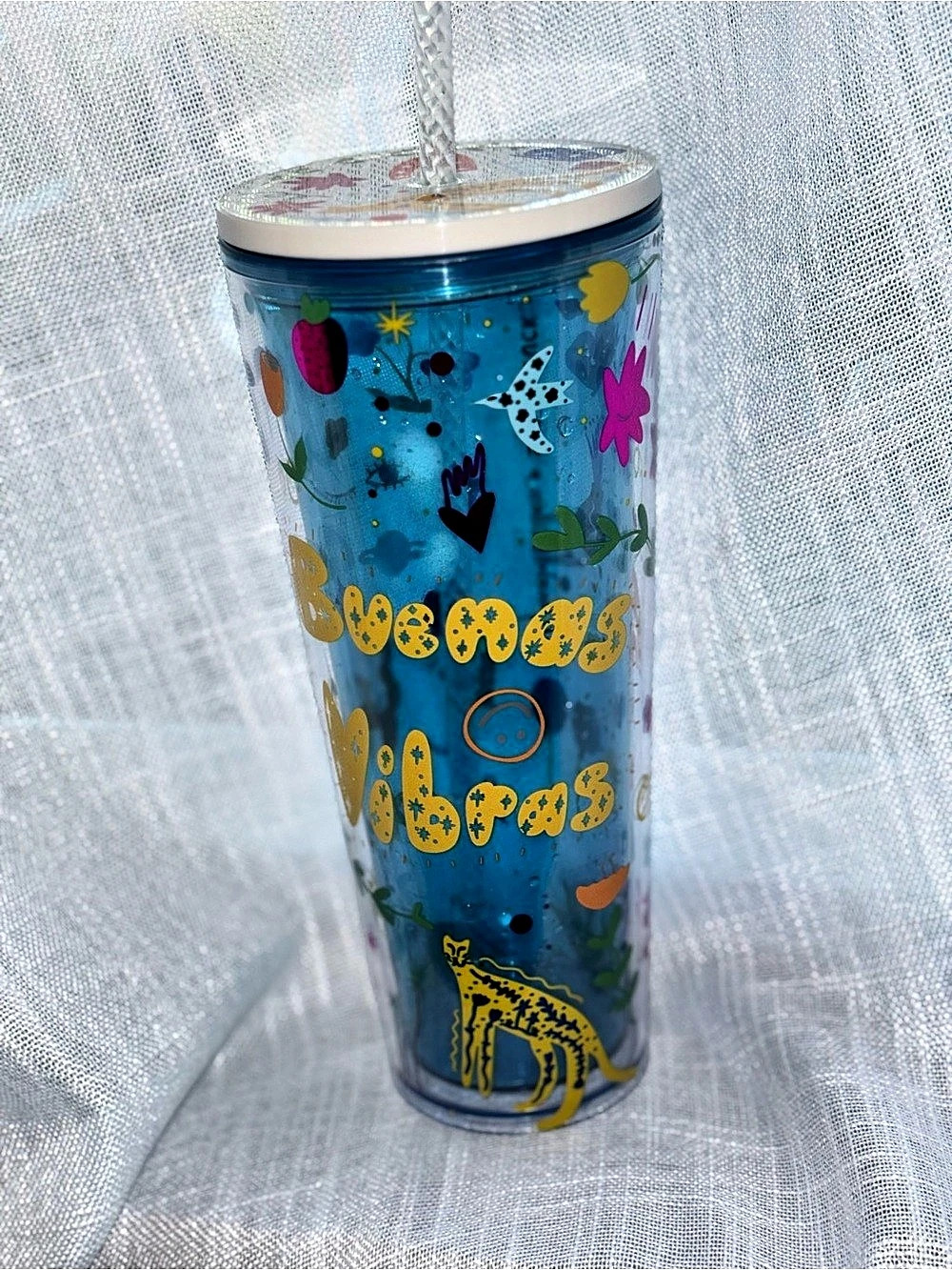 Starbucks Buenas Vibras Cold Cup Tumbler Blue & White